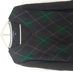 Lands end mens sweater argyle size medium 100% cotton